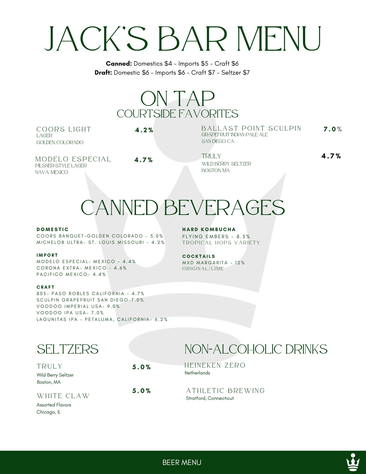Bar Menu